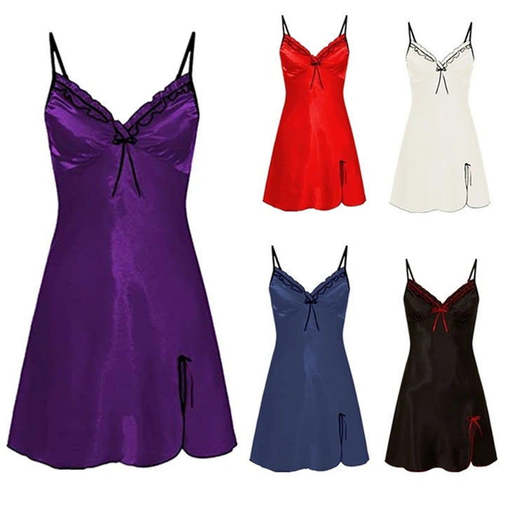 Sexy Sleepwear Women Lace Silk Satin Night Dress - Bliss Berry