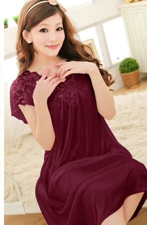 Women red lace sexy nightdress girls plus size Large - Bliss Berry