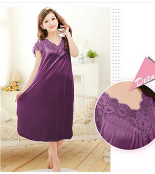 Women red lace sexy nightdress girls plus size Large - Bliss Berry