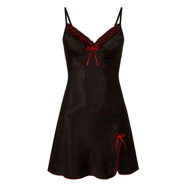 Sexy Sleepwear Women Lace Silk Satin Night Dress - Bliss Berry