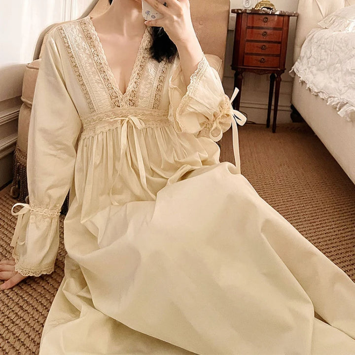 Pure Cotton Vintage Nightgowns Women Autumn - Bliss Berry