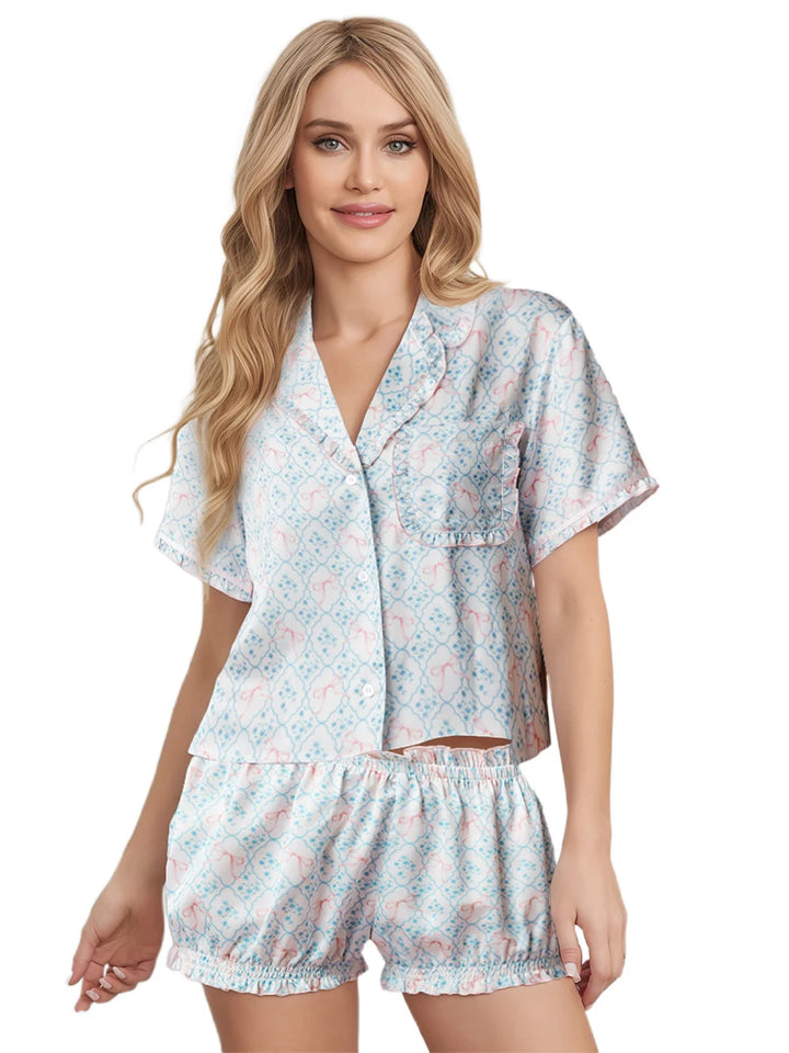 Women s 2 Piece Pajamas Set Short Sleeve Floral - Bliss Berry