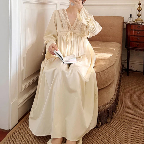 Pure Cotton Vintage Nightgowns Women Autumn - Bliss Berry
