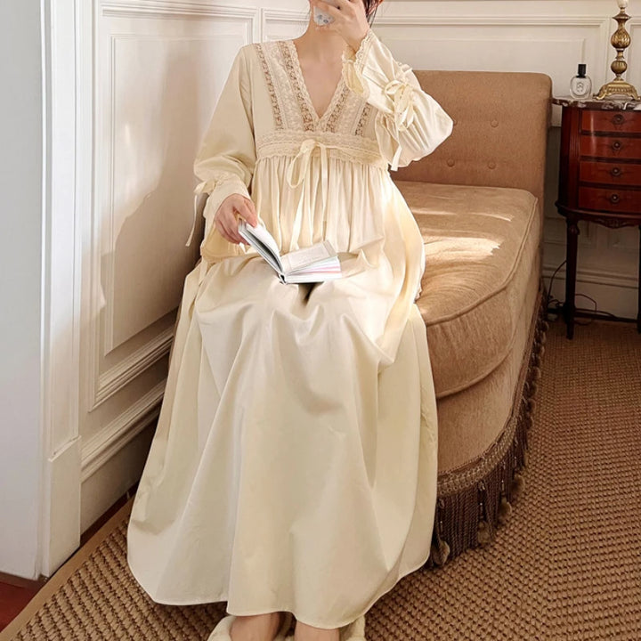 Pure Cotton Vintage Nightgowns Women Autumn - Bliss Berry