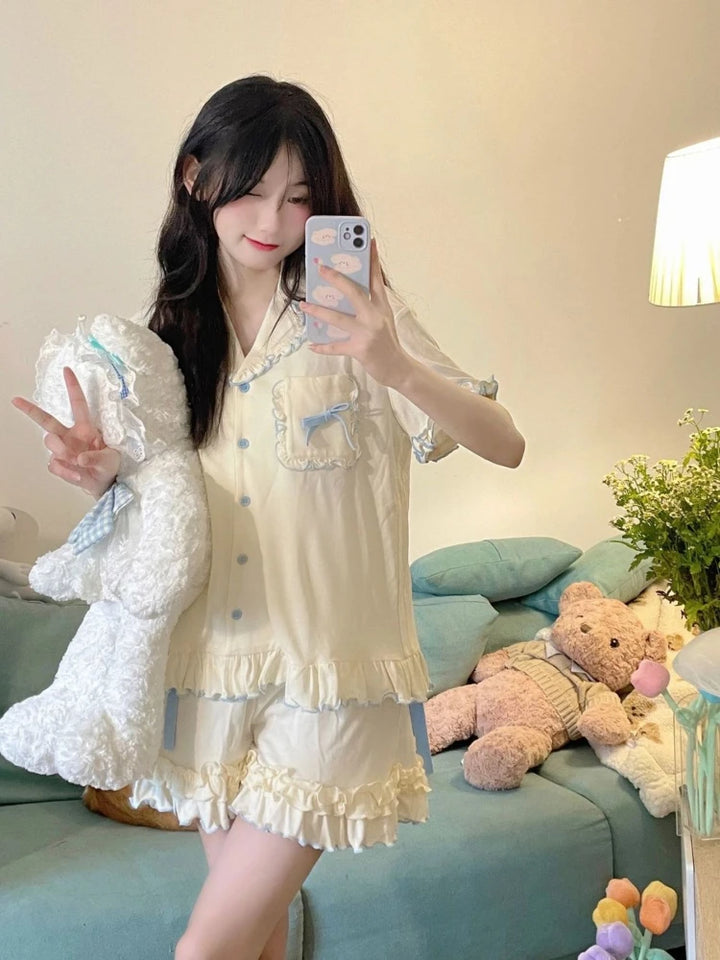 Japanese Solid Sweet Pajama Sets Sleepwear Women - Bliss Berry