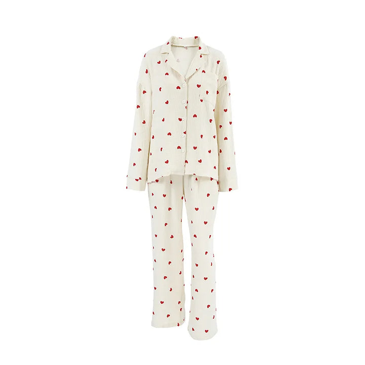 Summer New Love Heart Print Pyjama 100% Cotton - Bliss Berry