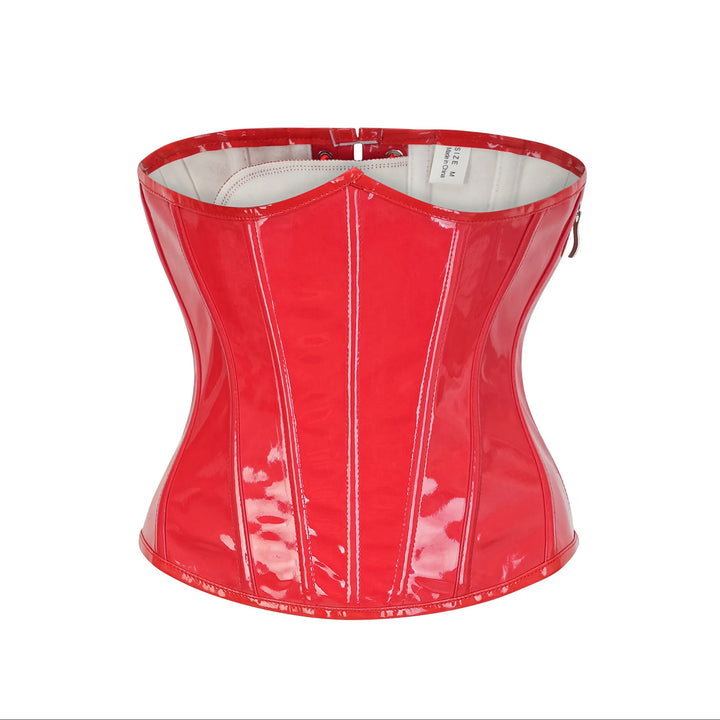 Steampunk Red PU Leather Side Zipper Corset Women - Bliss Berry