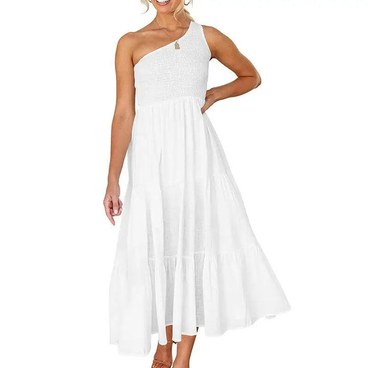 Elegant Dress For Women Bodycon Dress One Shoulder 2022 Summer Fashion Party Ruffles Hem Tiered Maxi Dresses Robe Femme Vestidos - Bliss Berry