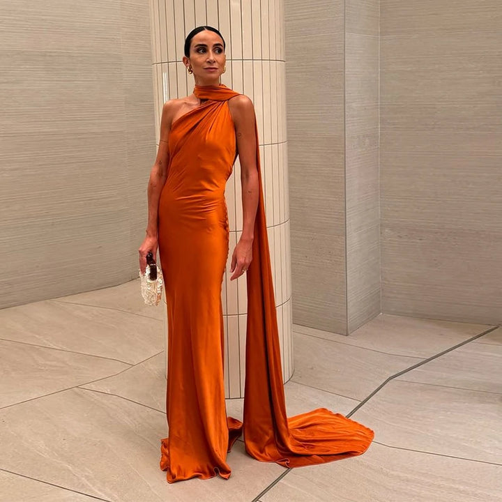 Elegant Solid Ribbon Women Halter Dress Off Shoulder Sleeveless Backless Slim Female Maxi Dresses 2025 Summer New Chic Lady Robe - Bliss Berry