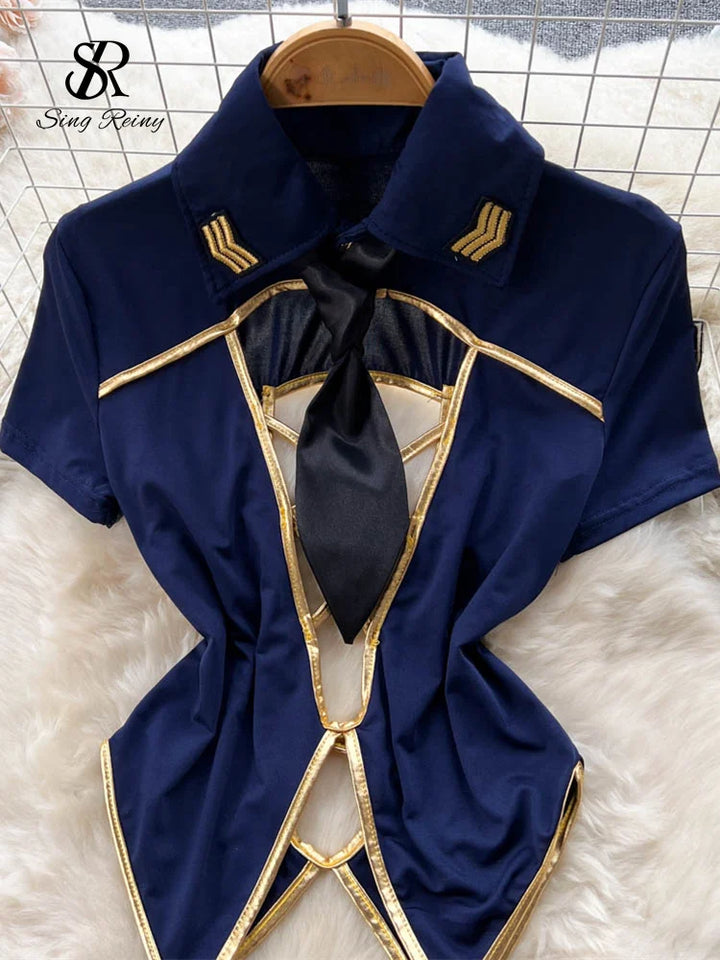 SINGREINY Erotic Stewardess Cosplay Sexy Uniform Suits - Bliss Berry