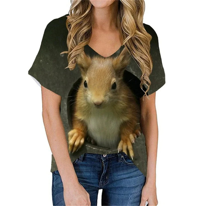 Squirrel T-Shirts Animal 3D Print Women Short - Bliss Berry