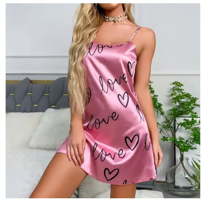 Women Nightwear Home Clothes Sexy Black Floral Printing - Bliss Berry