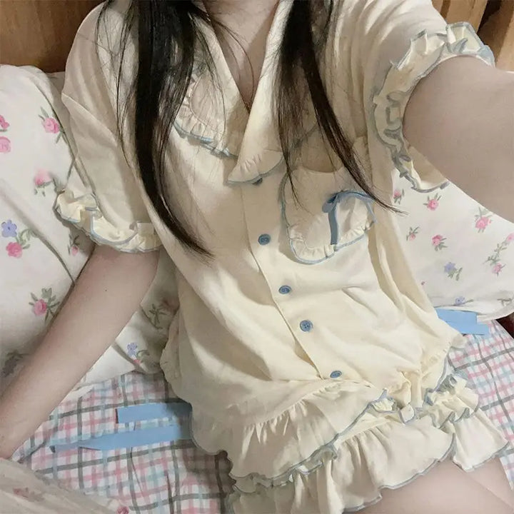 Japanese Solid Sweet Pajama Sets Sleepwear Women - Bliss Berry
