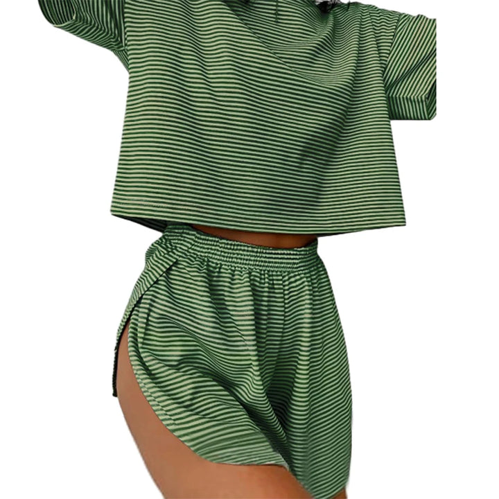 2 Pieces Pajamas Set Women Striped Pajamas Set - Bliss Berry