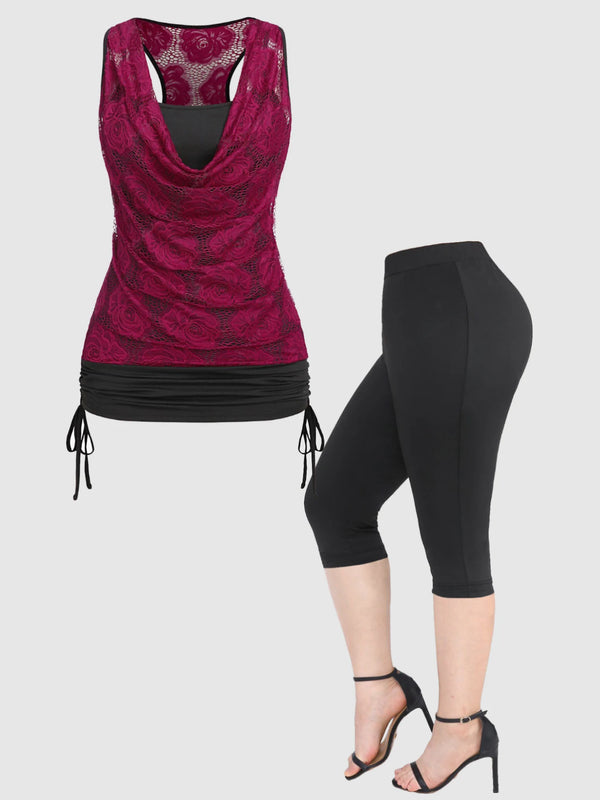 Women's Plus Size Two Piece Set Sleeveless - Bliss Berry