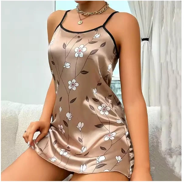 Women Nightwear Home Clothes Sexy Black Floral Printing - Bliss Berry