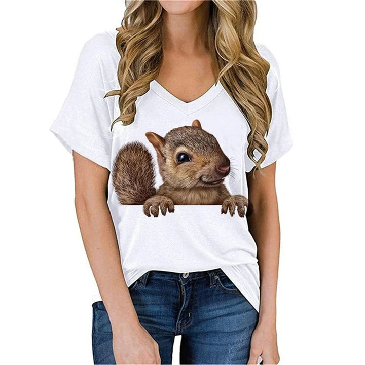 Squirrel T-Shirts Animal 3D Print Women Short - Bliss Berry
