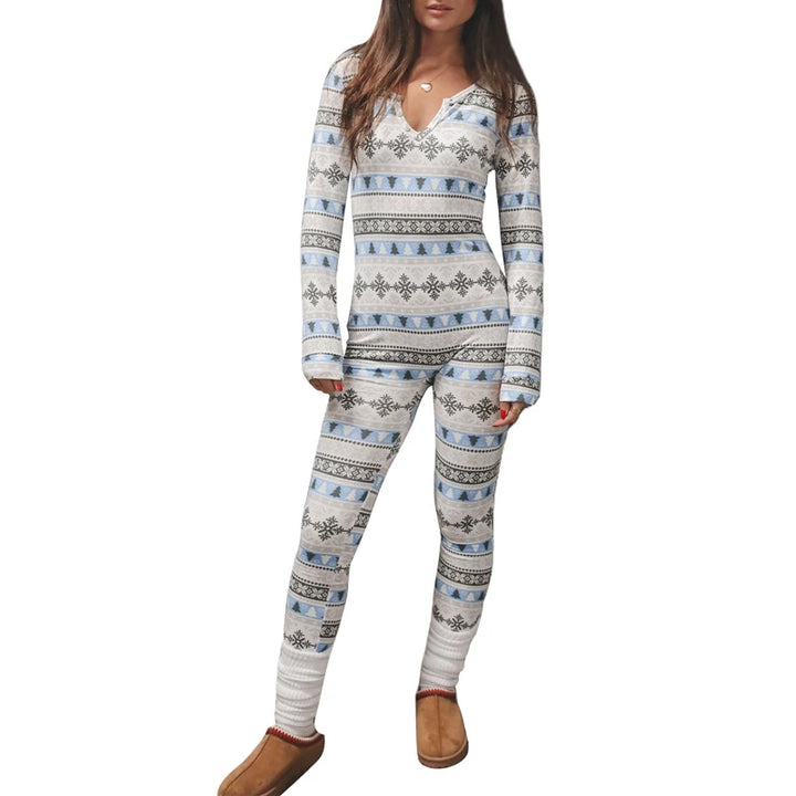 Women's Christmas Pajamas Romper Long Sleeve - Bliss Berry