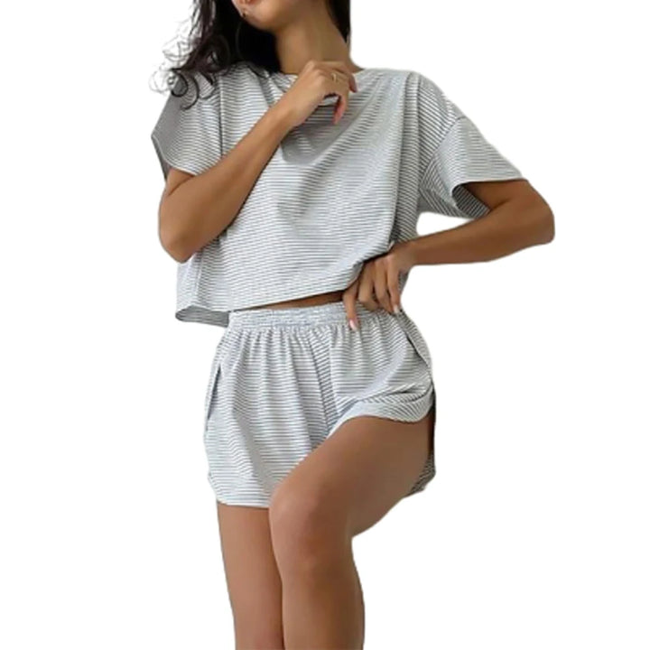 2 Pieces Pajamas Set Women Striped Pajamas Set - Bliss Berry