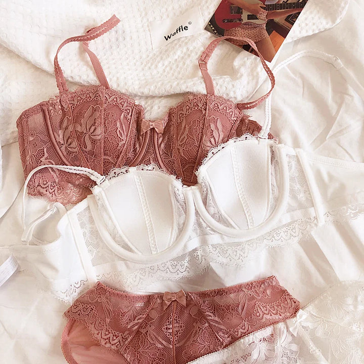 2 Pieces Women Lingerie Set Sexy Lace Embroidery Bra Set - Bliss Berry