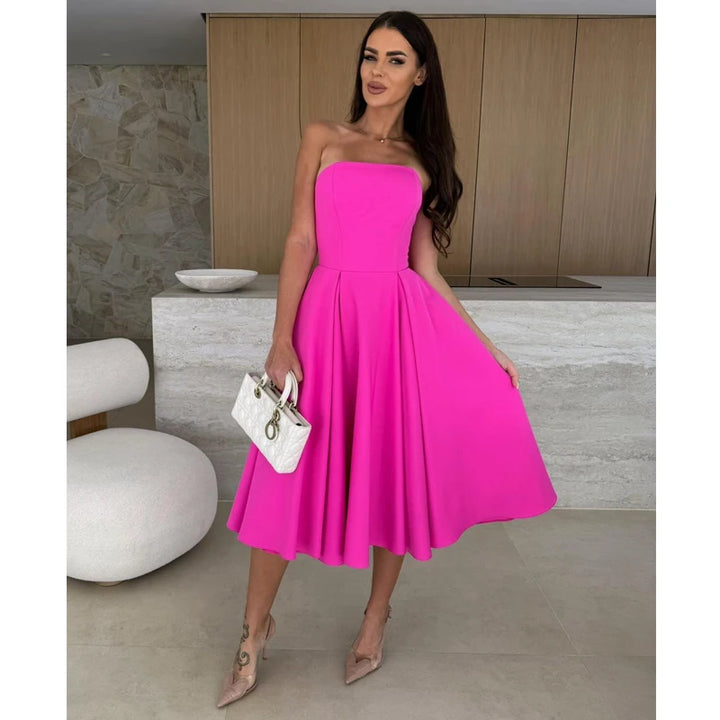 Fashion Elegant Sleeveless Summer Strapless Dress Women Sexy Backless A-line Casual Party Evening Dresses Slim Fit Loose Female - Bliss Berry