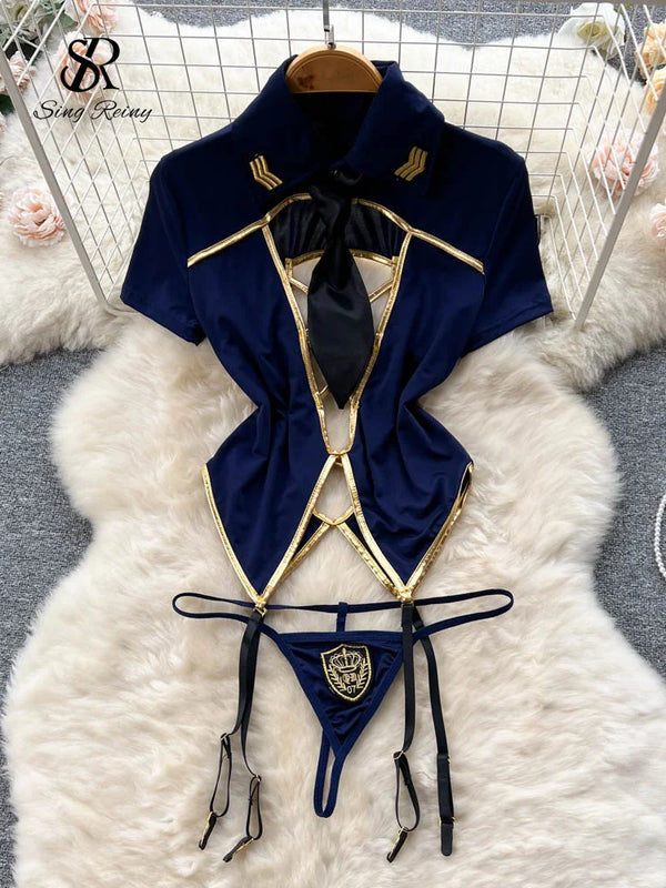 SINGREINY Erotic Stewardess Cosplay Sexy Uniform Suits - Bliss Berry