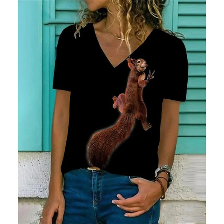 Squirrel T-Shirts Animal 3D Print Women Short - Bliss Berry