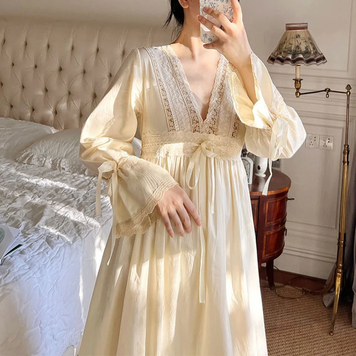 Pure Cotton Vintage Nightgowns Women Autumn - Bliss Berry