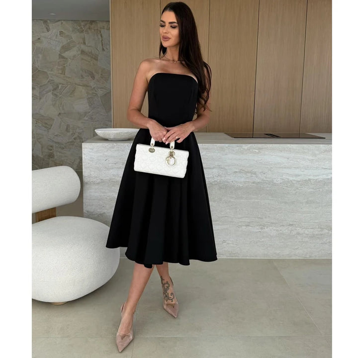 Fashion Elegant Sleeveless Summer Strapless Dress Women Sexy Backless A-line Casual Party Evening Dresses Slim Fit Loose Female - Bliss Berry