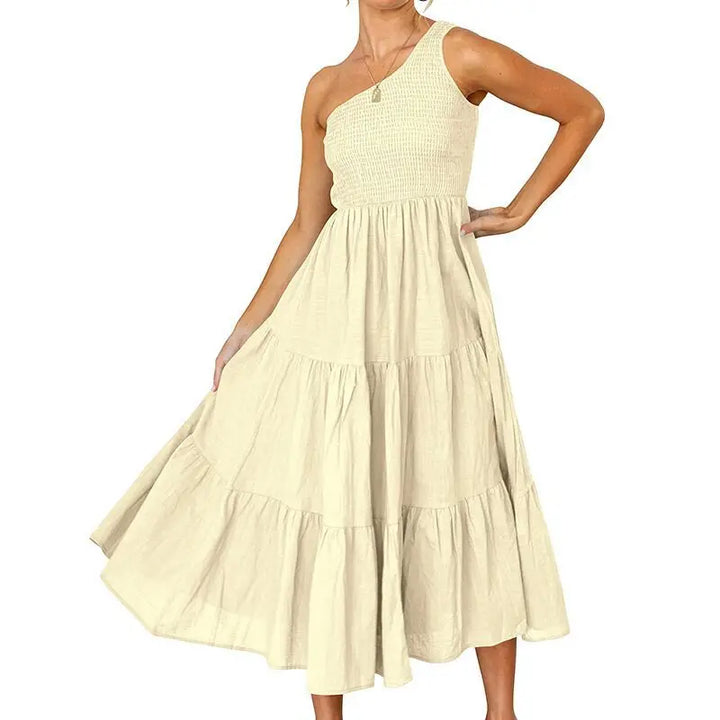 Elegant Dress For Women Bodycon Dress One Shoulder 2022 Summer Fashion Party Ruffles Hem Tiered Maxi Dresses Robe Femme Vestidos - Bliss Berry