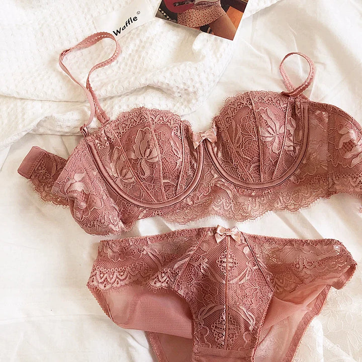 2 Pieces Women Lingerie Set Sexy Lace Embroidery Bra Set - Bliss Berry