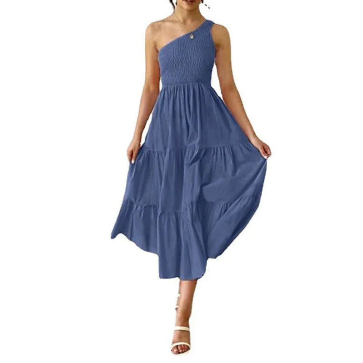 Elegant Dress For Women Bodycon Dress One Shoulder 2022 Summer Fashion Party Ruffles Hem Tiered Maxi Dresses Robe Femme Vestidos - Bliss Berry