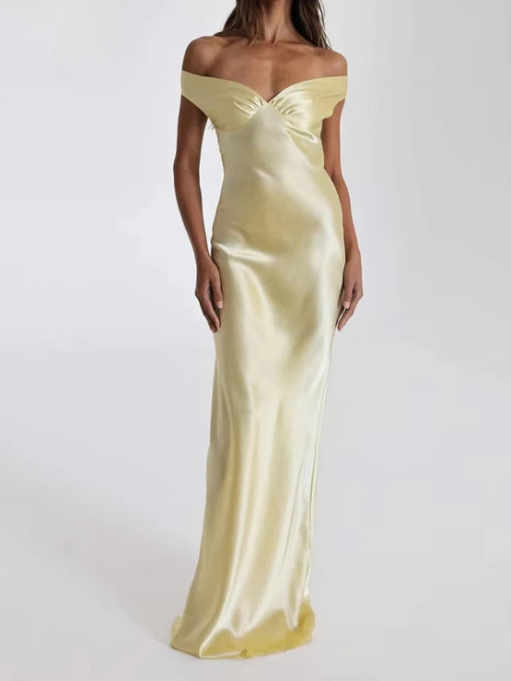 New Summer Satin Bow Backless Sexy Maxi Dress for Women Gown Fashion V Neck Sleeveless Club Party Evening Dress Elegant Clothing - Bliss Berry