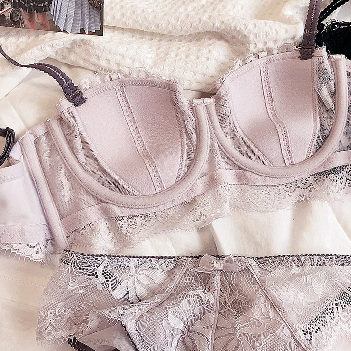 2 Pieces Women Lingerie Set Sexy Lace Embroidery Bra Set - Bliss Berry