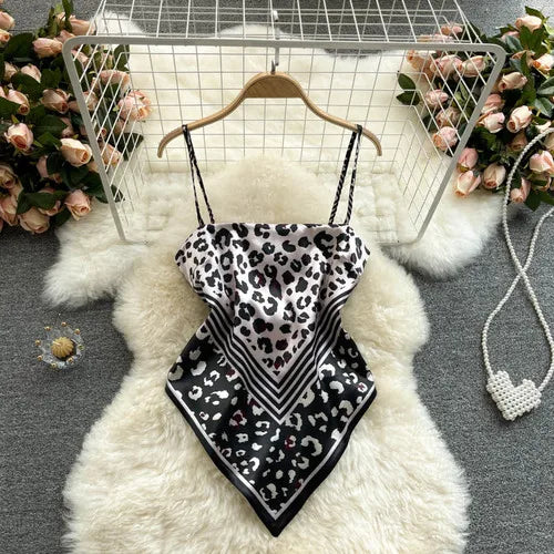 Women Sexy Backless asymmetrical lace-up Camis Print - Bliss Berry
