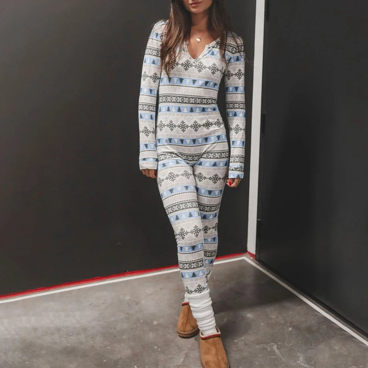 Women's Christmas Pajamas Romper Long Sleeve - Bliss Berry
