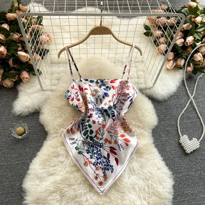 Women Sexy Backless asymmetrical lace-up Camis Print - Bliss Berry