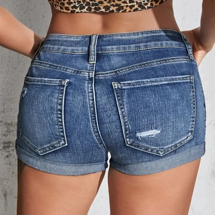 Women's Split Denim Shorts Summer Beach - Bliss Berry