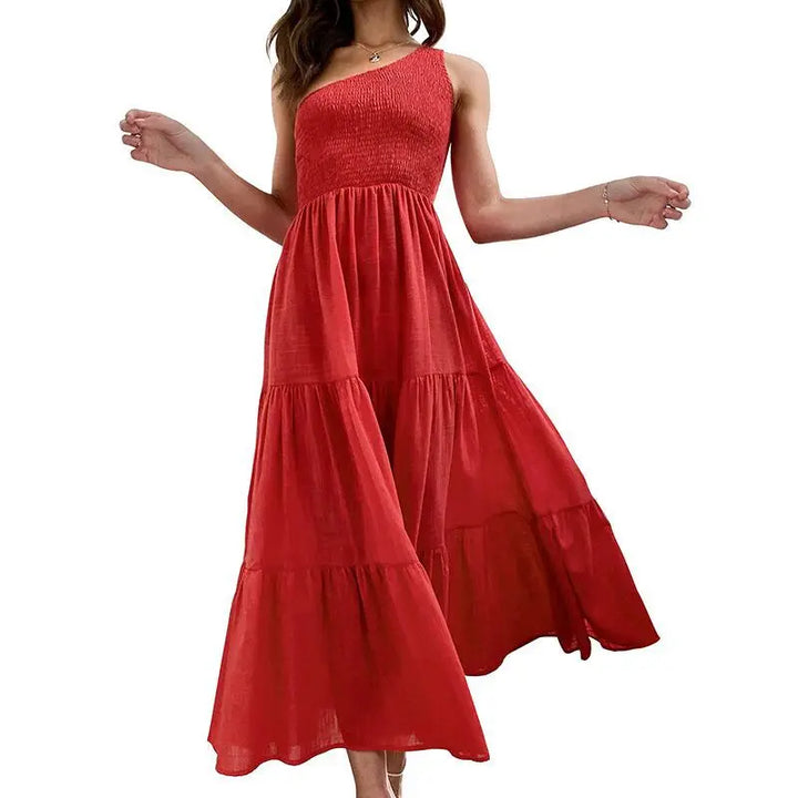 Elegant Dress For Women Bodycon Dress One Shoulder 2022 Summer Fashion Party Ruffles Hem Tiered Maxi Dresses Robe Femme Vestidos - Bliss Berry