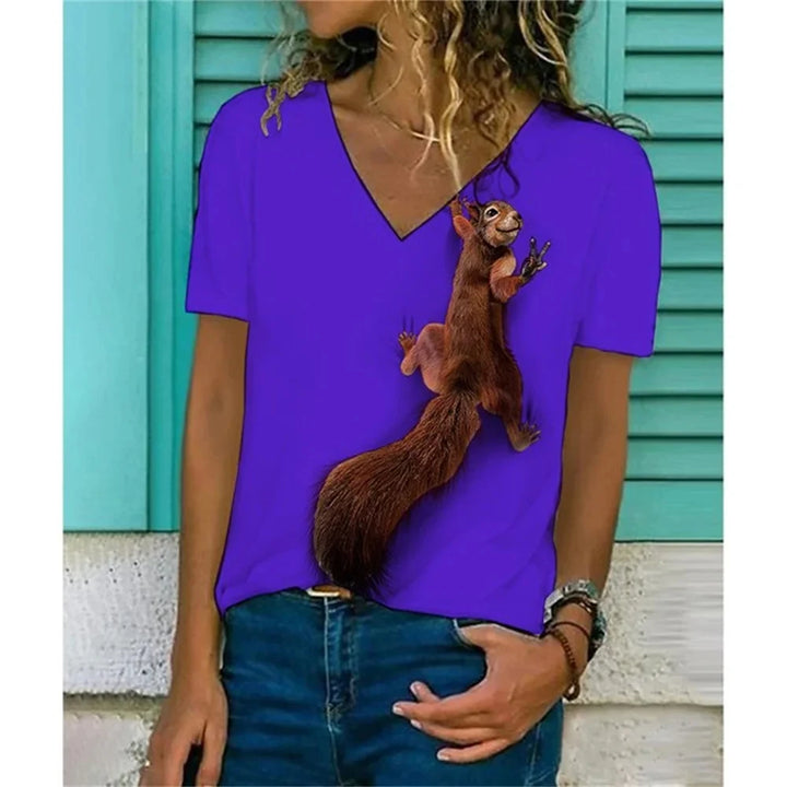 Squirrel T-Shirts Animal 3D Print Women Short - Bliss Berry