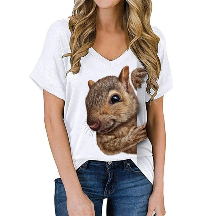 Squirrel T-Shirts Animal 3D Print Women Short - Bliss Berry