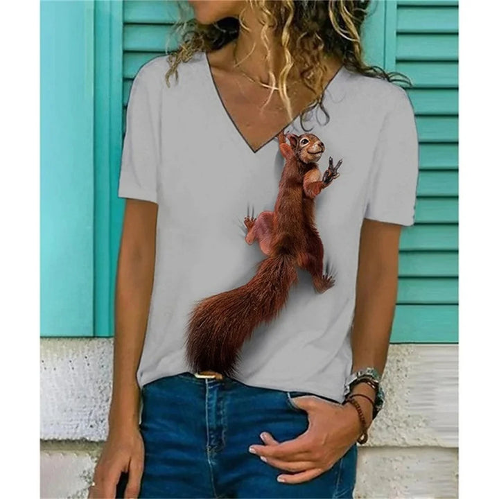 Squirrel T-Shirts Animal 3D Print Women Short - Bliss Berry