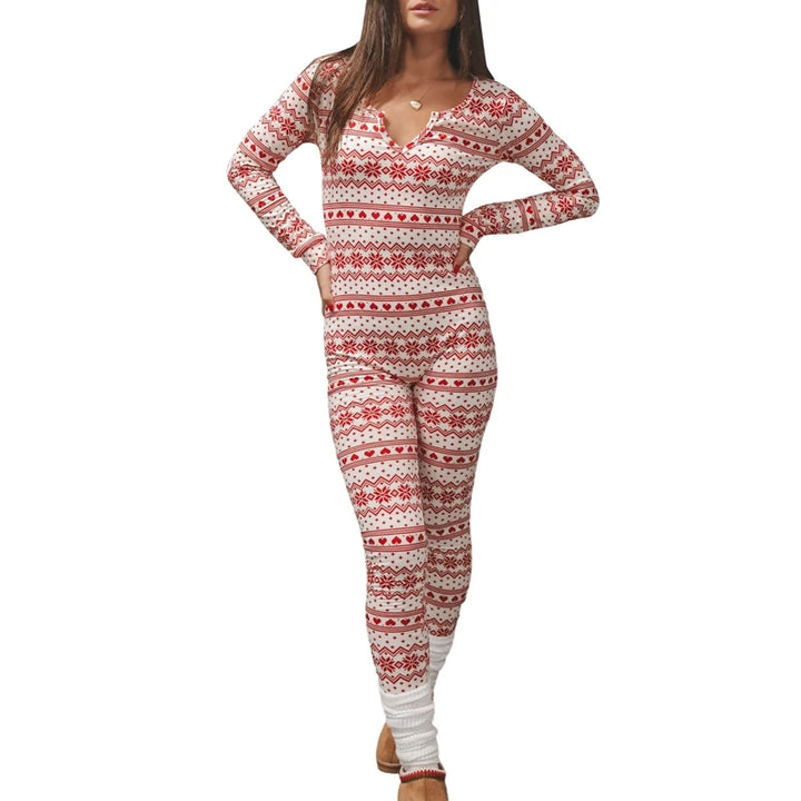 Women's Christmas Pajamas Romper Long Sleeve - Bliss Berry