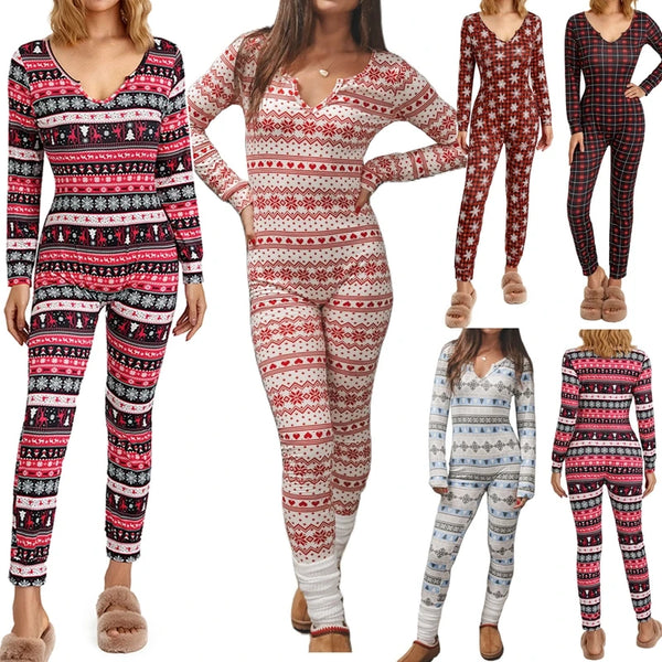 Women's Christmas Pajamas Romper Long Sleeve - Bliss Berry
