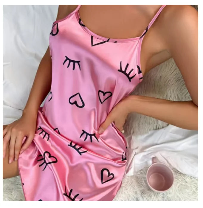 Women Nightwear Home Clothes Sexy Black Floral Printing - Bliss Berry