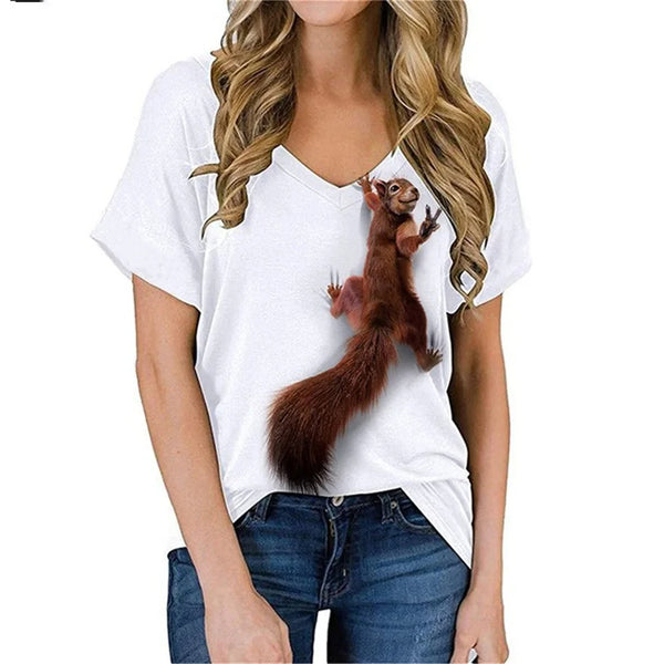 Squirrel T-Shirts Animal 3D Print Women Short - Bliss Berry