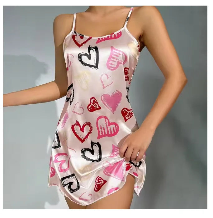 Women Nightwear Home Clothes Sexy Black Floral Printing - Bliss Berry