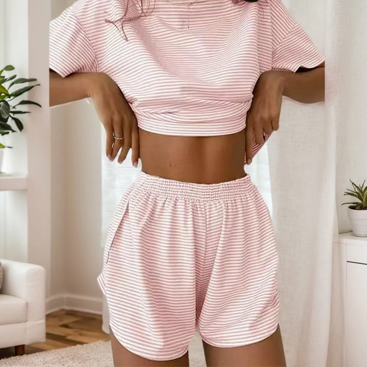 2 Pieces Pajamas Set Women Striped Pajamas Set - Bliss Berry