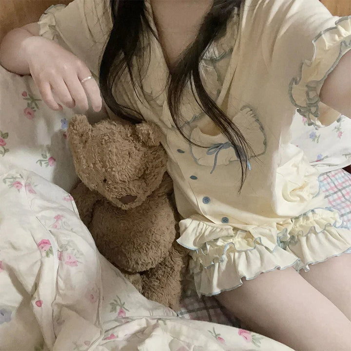 Japanese Solid Sweet Pajama Sets Sleepwear Women - Bliss Berry