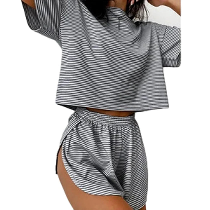 2 Pieces Pajamas Set Women Striped Pajamas Set - Bliss Berry